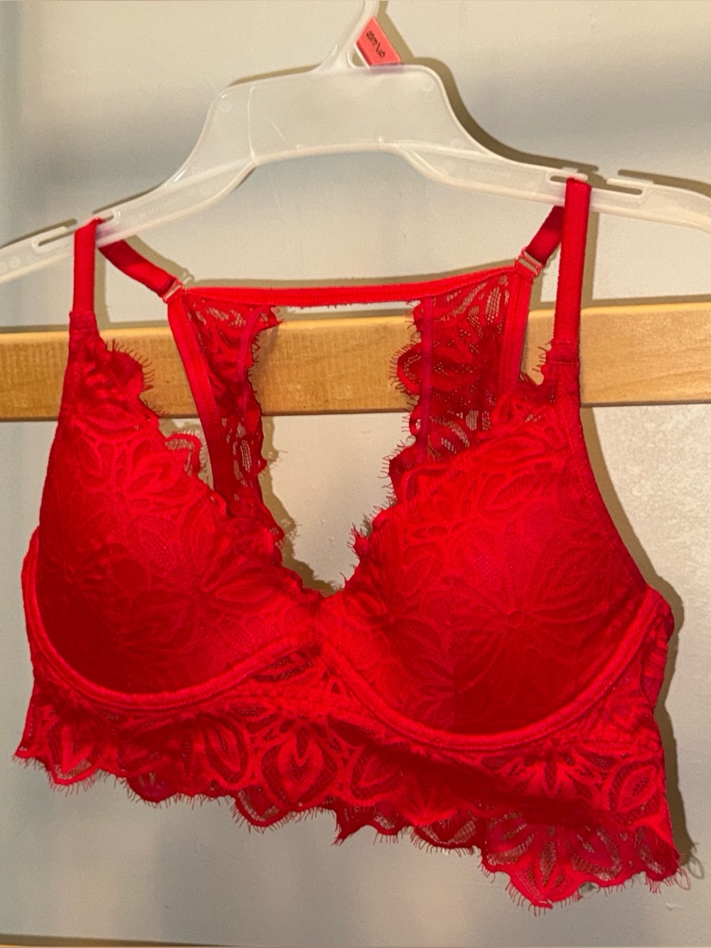 PINK Victoria's Secret Red Lace Longline Bralette